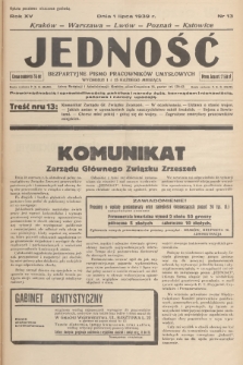 Jedność : bezpartyjne pismo pracowników umysłowych. R.15, 1939, Nr 13
