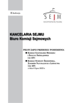 Pełny Zapis Przebiegu Posiedzenia Komisji Gospodarki Morskiej i Żeglugi Śródlądowej (nr 157) z dnia 6 lipca 2023 r.