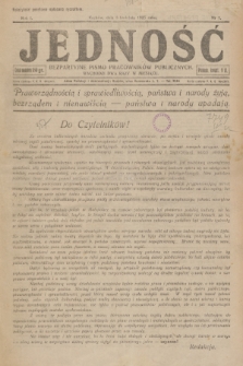 Jedność : bezpartyjne pismo pracowników publicznych. R.1, 1925, Nr 1