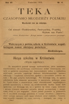 Teka : czasopismo młodzieży polskiej, R.7, 1905, Nr 4