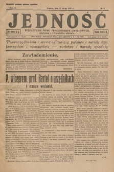 Jedność : bezpartyjne pismo pracowników umysłowych. R.4, 1928, Nr 4