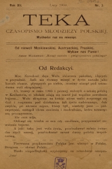 Teka : czasopismo młodzieży polskiej, R.12, 1910, Nr 1