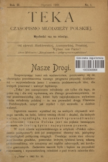 Teka : czasopismo młodzieży polskiej, R.3, T.4, 1901, Nr 1