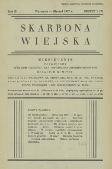 Skarbona Wiejska : miesięcznik poświęcony sprawom gminnych kas pożyczkowo-oszczędnościowych. R.2, 1937, z. 1