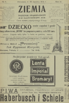 Ziemia : tygodnik krajoznawczy illustrowany. R. 4, 1913, nr 4