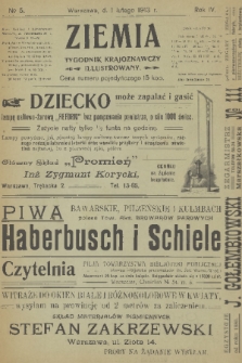 Ziemia : tygodnik krajoznawczy illustrowany. R. 4, 1913, nr 5