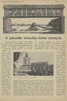 Ziemia : tygodnik krajoznawczy illustrowany. R. 1, 1910, nr 4