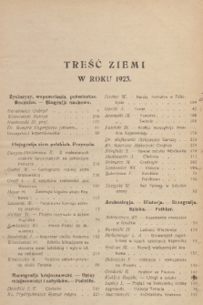 Ziemia : miesięcznik krajoznawczy ilustrowany. R. 8, 1923, treść „Ziemi” w roku 1923