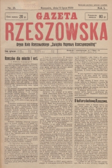 Gazeta Rzeszowska : organ Koła Rzeszowskiego „Związku Naprawy Rzeczypospolitej”. 1928, Nr 21