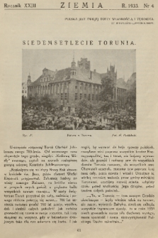 Ziemia : [organ Polskiego Towarzystwa Krajoznawczego : ilustrowany miesięcznik krajoznawczy]. R. 23, 1933, nr 4