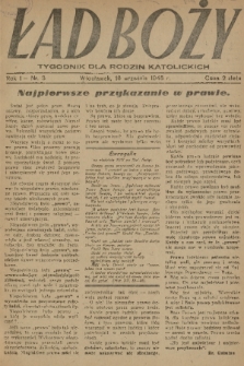 Ład Boży : tygodnik dla rodzin katolickich. R. 1, 1945, nr 3