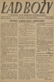 Ład Boży : tygodnik dla rodzin katolickich. R. 1, 1945, nr 10