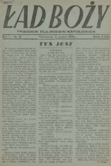 Ład Boży : tygodnik dla rodzin katolickich. R. 1, 1945, nr 15