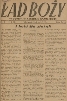 Ład Boży : tygodnik dla rodzin katolickich. R. 2, 1946, nr 2