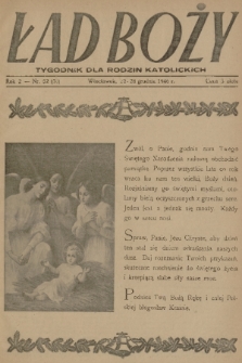 Ład Boży : tygodnik dla rodzin katolickich. R. 2, 1946, nr 52