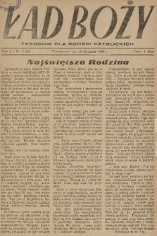 Ład Boży : tygodnik dla rodzin katolickich. R. 3, 1947, nr 2