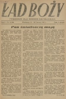 Ład Boży : tygodnik dla rodzin katolickich. R. 3, 1947, nr 25