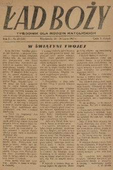 Ład Boży : tygodnik dla rodzin katolickich. R. 3, 1947, nr 29