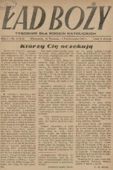 Ład Boży : tygodnik dla rodzin katolickich. R. 3, 1947, nr 39