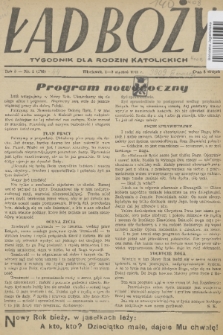 Ład Boży : tygodnik dla rodzin katolickich. R. 5, 1949, nr 1