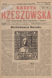 Gazeta Rzeszowska : organ Bezpartyjnego Bloku Współpracy z Rządem. 1929, Nr 12