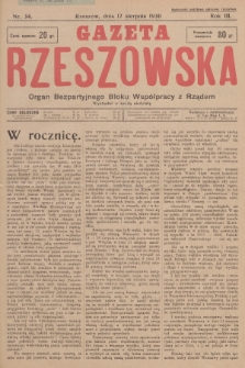 Gazeta Rzeszowska : organ Bezpartyjnego Bloku Współpracy z Rządem. 1930, Nr 34