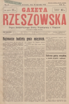 Gazeta Rzeszowska : organ Bezpartyjnego Bloku Współpracy z Rządem. 1932, Nr 2
