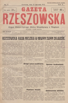 Gazeta Rzeszowska : organ Bezpartyjnego Bloku Współpracy z Rządem. 1932, Nr 5