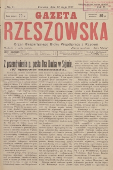 Gazeta Rzeszowska : organ Bezpartyjnego Bloku Współpracy z Rządem. 1932, Nr 21