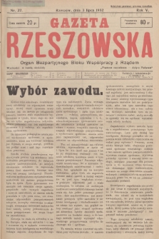 Gazeta Rzeszowska : organ Bezpartyjnego Bloku Współpracy z Rządem. 1932, Nr 27