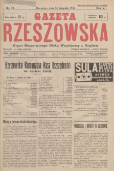 Gazeta Rzeszowska : organ Bezpartyjnego Bloku Współpracy z Rządem. 1932, Nr 33
