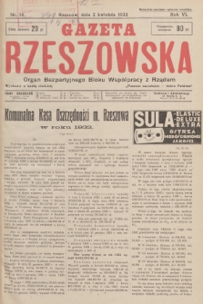 Gazeta Rzeszowska : organ Bezpartyjnego Bloku Współpracy z Rządem. 1933, Nr 14