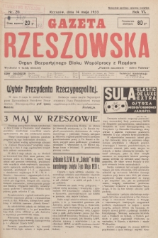 Gazeta Rzeszowska : organ Bezpartyjnego Bloku Współpracy z Rządem. 1933, Nr 20