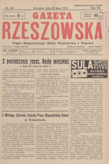 Gazeta Rzeszowska : organ Bezpartyjnego Bloku Współpracy z Rządem. 1933, Nr 29