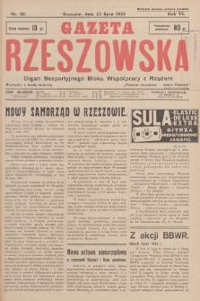 Gazeta Rzeszowska : organ Bezpartyjnego Bloku Współpracy z Rządem. 1933, Nr 30