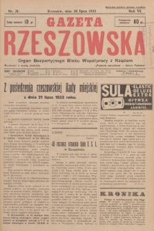 Gazeta Rzeszowska : organ Bezpartyjnego Bloku Współpracy z Rządem. 1933, Nr 31