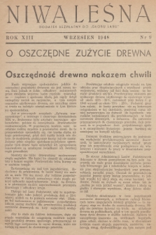 Niwa Leśna : dodatek bezpłatny do „Głosu Lasu”. R.13, 1948, Nr 9