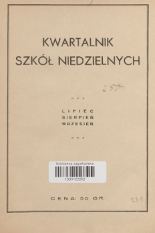 Kwartalnik Szkół Niedzielnych. R.1, 1936, Nr 1