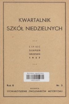 Kwartalnik Szkół Niedzielnych. R.2, 1937, Nr 3