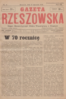 Gazeta Rzeszowska : organ Bezpartyjnego Bloku Współpracy z Rządem. 1934, Nr 4