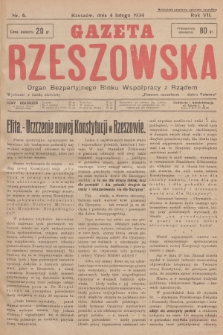 Gazeta Rzeszowska : organ Bezpartyjnego Bloku Współpracy z Rządem. 1934, Nr 6