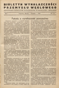 Biuletyn Wynalazczości Przemysłu Węglowego : czasopismo poświęcone zagadnieniom wynalazczości i usprawnień. R.1, 1949, Nr 3-4