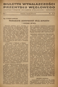 Biuletyn Wynalazczości Przemysłu Węglowego : czasopismo poświęcone zagadnieniom wynalazczości i usprawnień. R.1, 1949, Nr 8-9