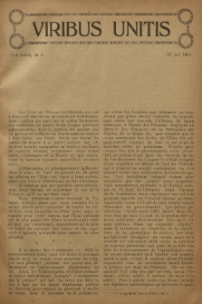 Viribus Unitis : mensuel consacré aux problèmes économiques des Etats de l'Europe Centrale et Orientale. A. 1, 1921, No 