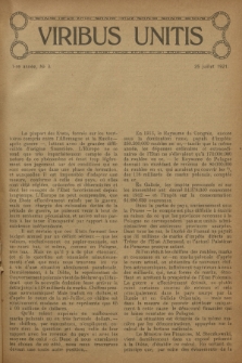 Viribus Unitis : mensuel consacré aux problèmes économiques des Etats de l'Europe Centrale et Orientale. A. 1, 1921, No 