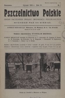 Pszczelnictwo Polskie : organ Naczelnego Związku Towarzystw Pszczelniczych Rzeczypospolitej Polskiej. 1928, nr 1