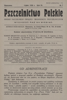 Pszczelnictwo Polskie : organ Naczelnego Związku Towarzystw Pszczelniczych Rzeczypospolitej Polskiej. 1928, nr 7