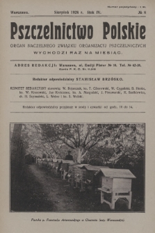 Pszczelnictwo Polskie : organ Naczelnego Związku Towarzystw Pszczelniczych Rzeczypospolitej Polskiej. 1928, nr 8