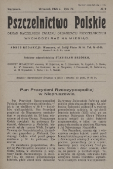 Pszczelnictwo Polskie : organ Naczelnego Związku Towarzystw Pszczelniczych Rzeczypospolitej Polskiej. 1928, nr 9