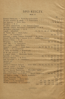 Nasza Jutrzenka : pismo dla dzieci i młodzieży. R.4, 1923, Spis rzeczy. Rok IV